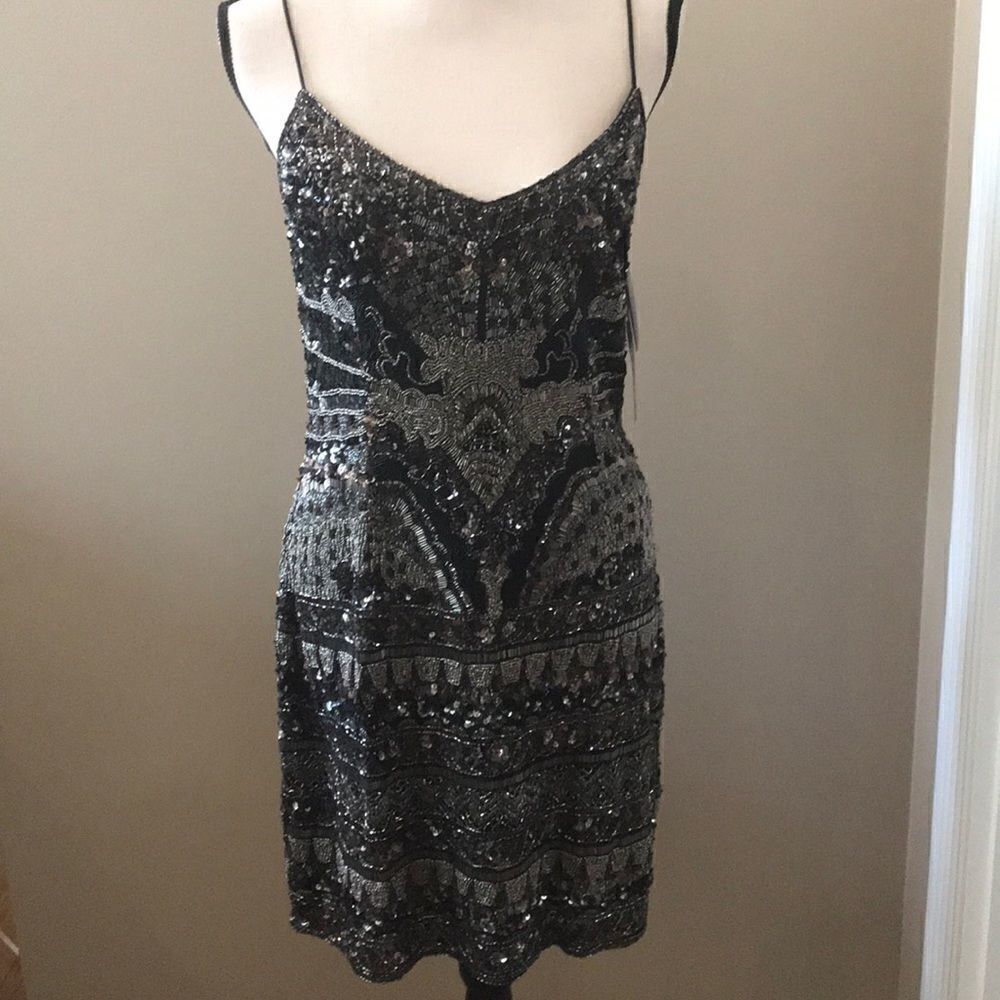 THEIA COUTURE BEADED COCKTAIL DRESS
